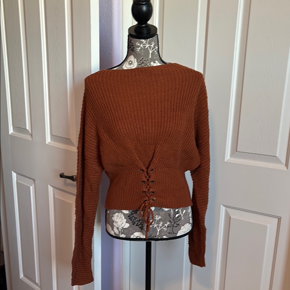 Say What? Brown Off-the-Shoulder Sweater